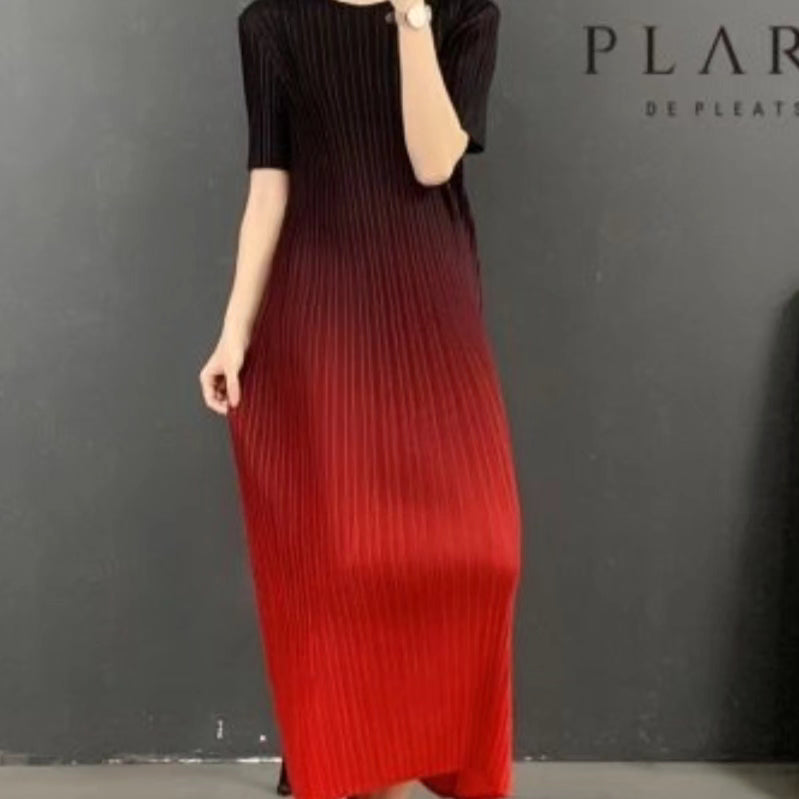 Gradient plissé dress